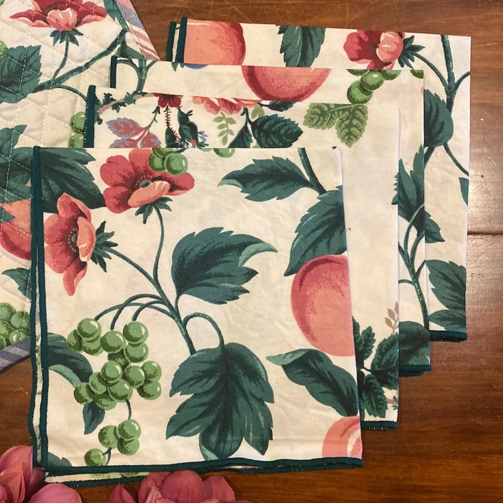 Vintage NWOT 90s Placemat Napkin Ring Set of 4 Fruits Flowers Cottagecore New!